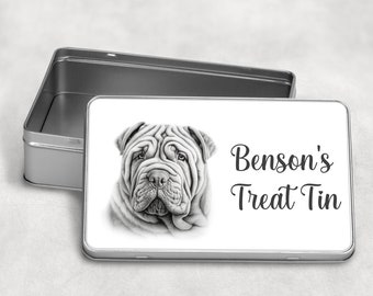 Personalised Dog Treats / Snack Tin Gift, 10 Dog Breeds Birthday Christmas