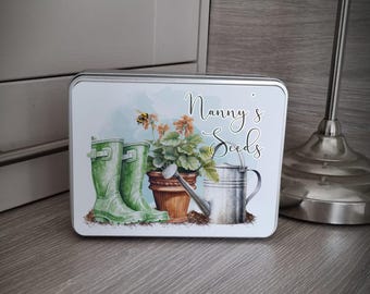 Large Or Medium Personalised  Seeds Tin Gift, Birthday Christmas, Gardening Gift