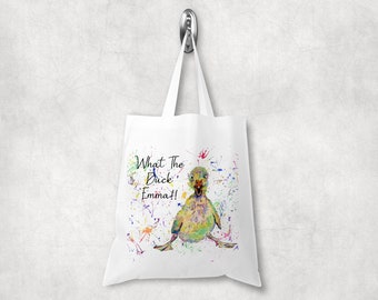 Personalised Watercolour What The Duck Tote Bag, Birthday Gift, Humorous , Funny Gift