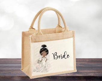 Personalised Bride Jute Bag, Ideal Gift, Birthday, Beach Bag, Shopping Bag, Wedding