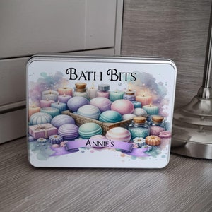 Personalised Bath Bomb Storage Tin, Birthday Gift