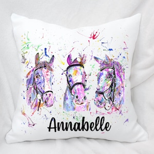 Personalised Watercolour Rainbow Pony Cushion, Cuddle Pillow, Birthday Gift, Horse