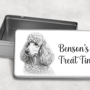 Personalised Dog Treats / Snack Tin Gift, 10 Dog Breeds Birthday Christmas STANDARD POODLE