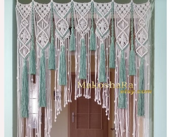 Decor Macrame valance. Banner Macrame, Macrame Curtain.Macrame fiber art, Large macrame, Macrame wall art.