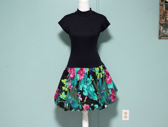 vintage 80s 90s mini bubble black floral All That
