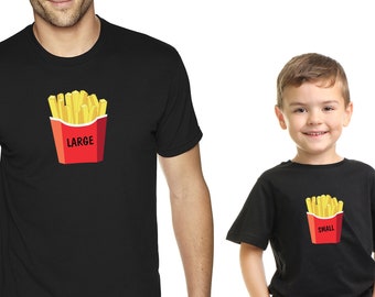 Family Matching Outfit Large Medium and Small Fries Camisetas Regalo de Navidad Para Regalo de Cumpleaños Familiar Camisas a juego