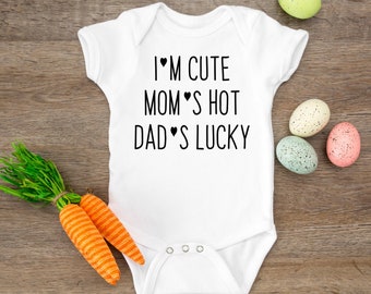 Traje de cuerpo de bebé Soy lindo Mamá Caliente papá's Lucky Funny Baby Bodysuit Regalo para bebé Nuevo bebé Presente