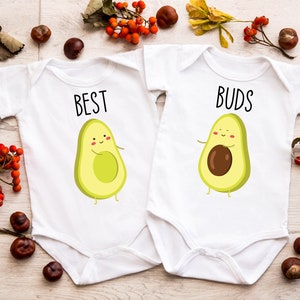Best Buds Twins Outfit Gift New Babies Present Baby Bodysuits Christmas Gift Present Twins Outfit T-shirts