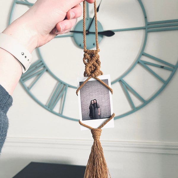 Macrame Polaroid Hanger, Macrame Car Charm, Photo Holder