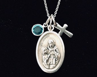 Collier Sainte-Anne Médaille Sainte-Anne Collier à breloques Cadeau de confirmation pour fille Bijoux Sainte-Anne personnalisés Médaille Sainte-Anne