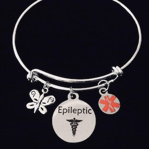 Epileptic Medical Alert Jewelry Expandable Charm Bracelet Adjustable Bangle Epilepsy Alert Bracelet