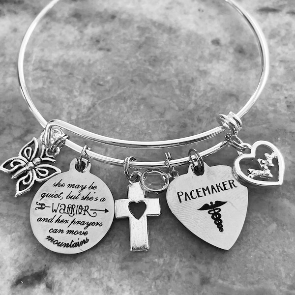 Warrior Women's Pacemaker Medical Alert Jewelry Expandable Charm Bracelet Cross, Birthstone, Crystal Heartbeat One Size Fits All Gift