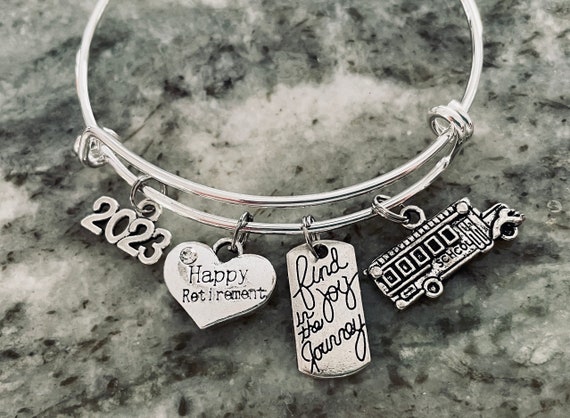 2024 Happy Retirement Gift for Women Charm Bracelet Bus Driver Retirement Gift Find Joy in the Journey One Size Fits All Charm Bracelet Etsy UK