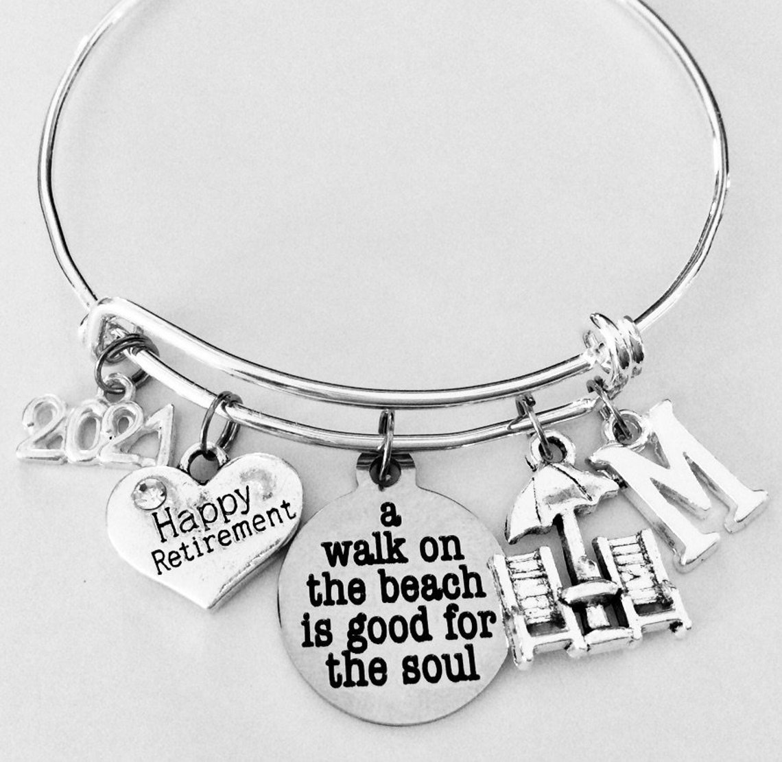 Personalized 2021 Retirement Gift for Women Charm Bracelet Etsy