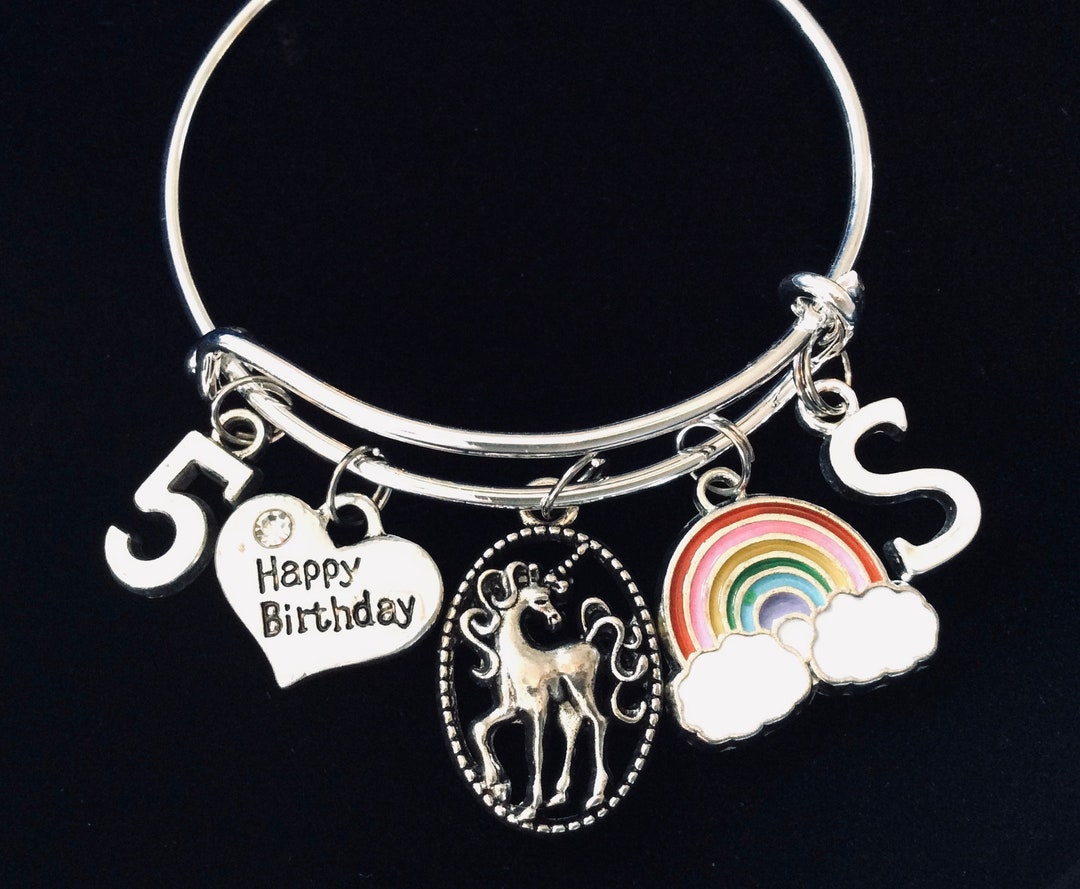 Birthday Gift for 5 Year Old Girl Child Size Adjustable Expandable Unicorn Charm Bracelet Kid's