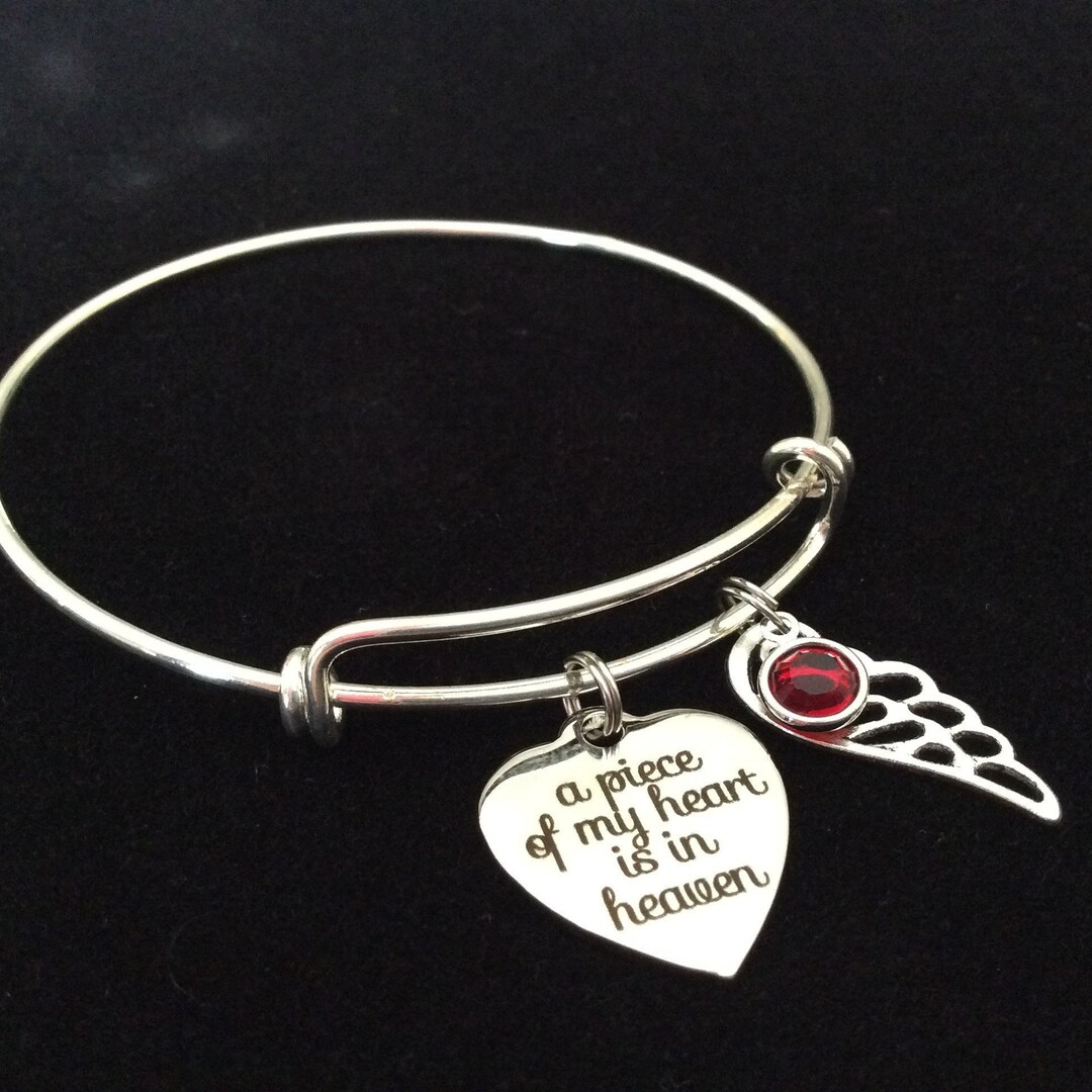 Personalized Memorial Gift A Piece of My Heart is in Heaven Expandable Charm Bracelet Adjustable