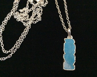 Turquoise and Sterling Silver Pendant Necklace Stainless Steel Chain