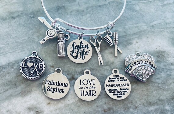 Salon Haarstylisten Geschenk Schere Föhn Trockner Kamm erweiterbar  Bettelarmband Verstellbar Einheitsgröße Geschenk für Haarstymiker - .de