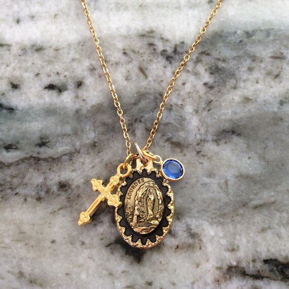 Gold plated birthstone necklace deals