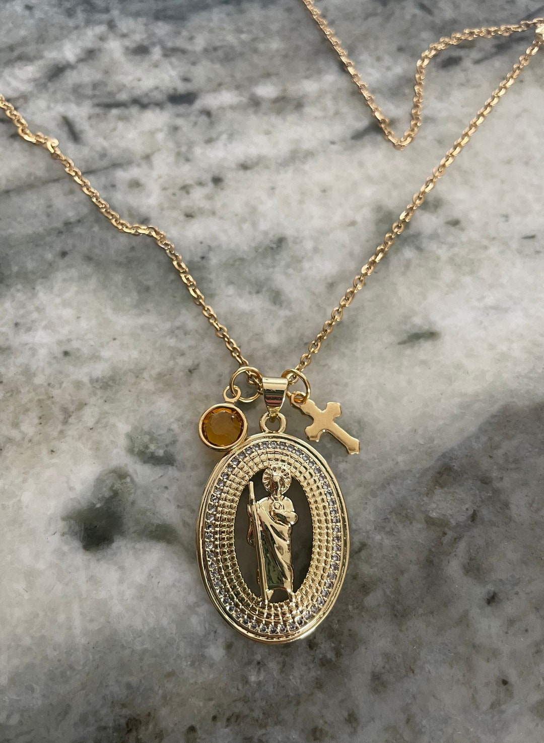 Personalized Saint Jude Necklace 18K Gold Filled Saint Jude Medal ...