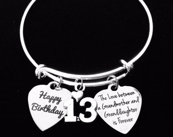 Granddaughter 13th Birthday Gift The Love between a Grandmother and Granddaughter is Forever Expandable Charm Bracelet One Size Fits All