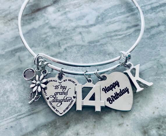 14th Birthday Gift for Girl, Charm Bracelet for 14 Year Old Girl, Daughters  14th Birthday, Handmade Birthday Gift, Granddaughter Gift, Niece