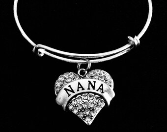 Nana Expandable Charm Bracelet Silver Adjustable Wire Bangle Birthday Gift for Nana One Size Fits All Gift