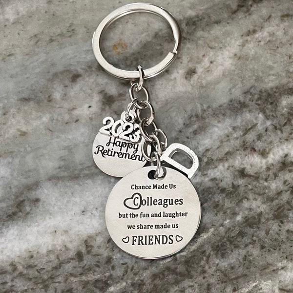 2024 Happy Retirement Gift FOB Keychain Going Away gift for Coworker gift for Women Silver Key Chain Keyring FOB Co-Worker Gift
