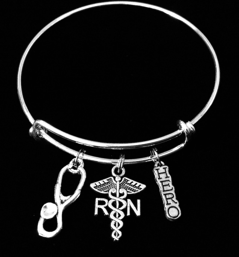 Nurse Hero RN Gift Stethoscope Caduceus Silver Expandable Etsy