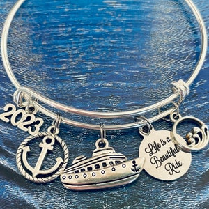 Cruising Charm Bracelet Cruise Vacation Jewelry Cruise Gear Jewelry Cruise Ship Jewelry Life is a Beautiful Ride Adjustable One Size Fits