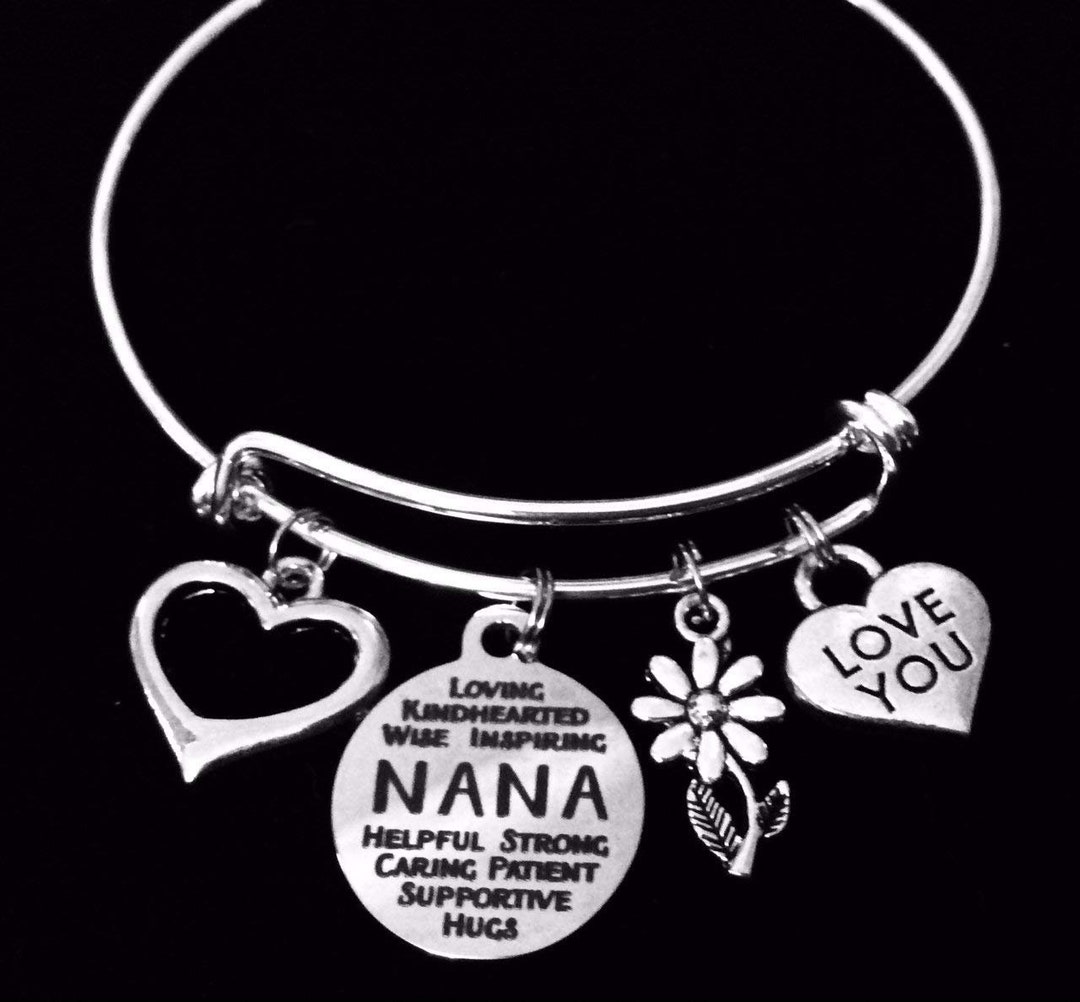 Cadeau pour Nana Love You Nana Bracelet de breloque extensible Argent