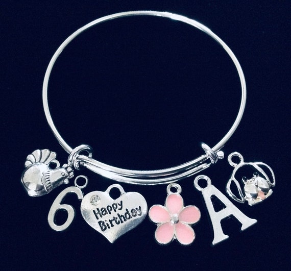 Girls Charm Bracelet Personalized Birthday Gift for 7 Year Old Girl  Adjustable Expandable Dog Charm Braceletother Numbers Available 