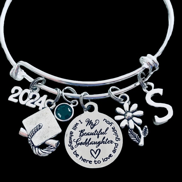 Goddaughter Graduation Gift Personalized Gift for God Daughter Expandable Charm Bracelet I will Always Be There to Love and Guide You