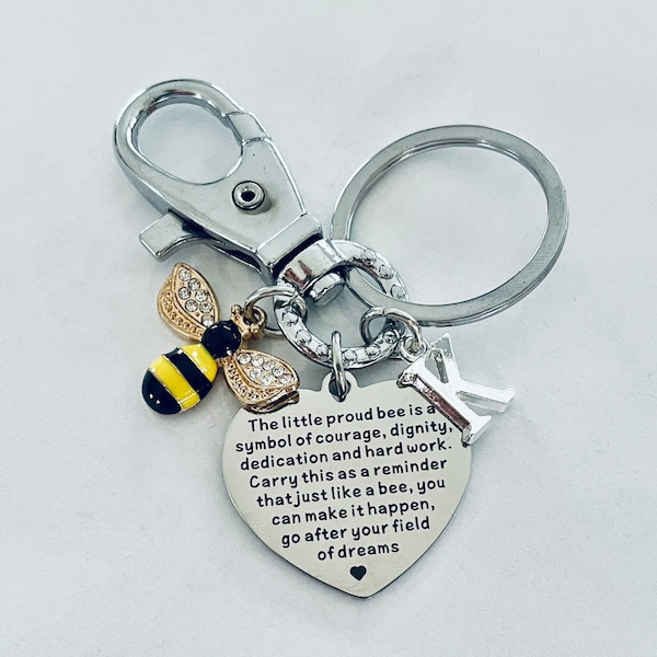 Worker Bee Keychain Gift for Co-worker Gift for Employee Appreciation Gift  FOB Keychain Silver Key Chain Encouragement Gift Graduation Gift