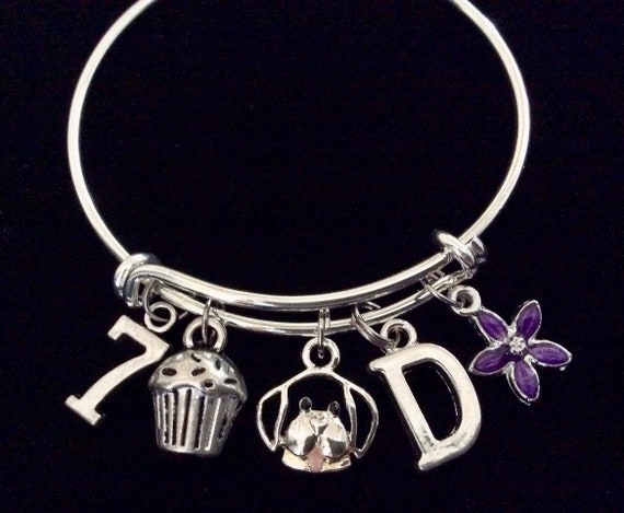 Girls Charm Bracelet Personalized Birthday Gift for 7 Year Old Girl  Adjustable Expandable Dog Charm Braceletother Numbers Available 