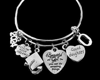 2024 Personalized Graduation Gift for Granddaughter Graduation Gift Expandable Charm Bracelet Adjustable