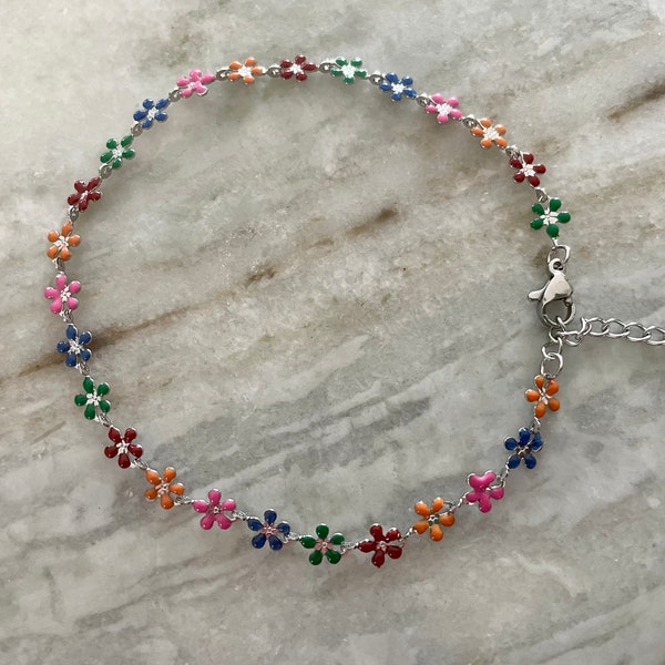 Multicolor - Handmade Flower Anklet by Jugaad main image 1