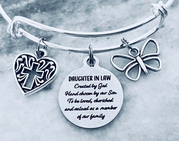 Daughter in Law Gift Daughter in Law Charm Bracelet Adjustable One Size Fits All Created by God Chosen by Our Son Can Be Personalized Etsy