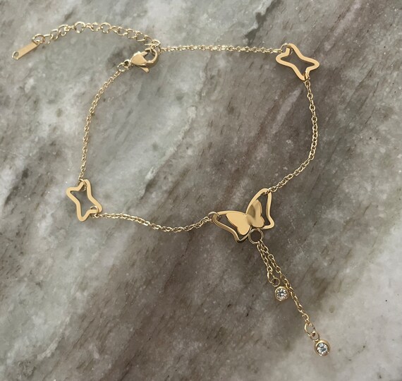 Anklet butterfly sale gold