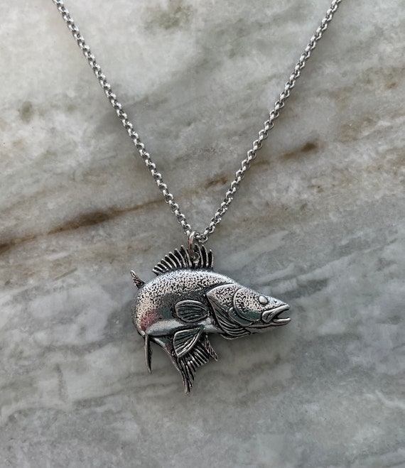 Walleye Necklace Stainless Steel Chain Pewter Walleye Pendant