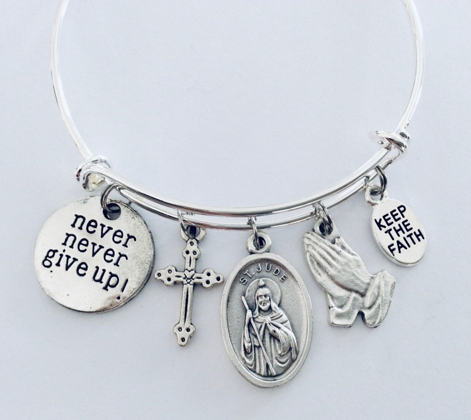 Saint Jude Charm Bracelet for Her Expandable Adjustable One Etsy Polska