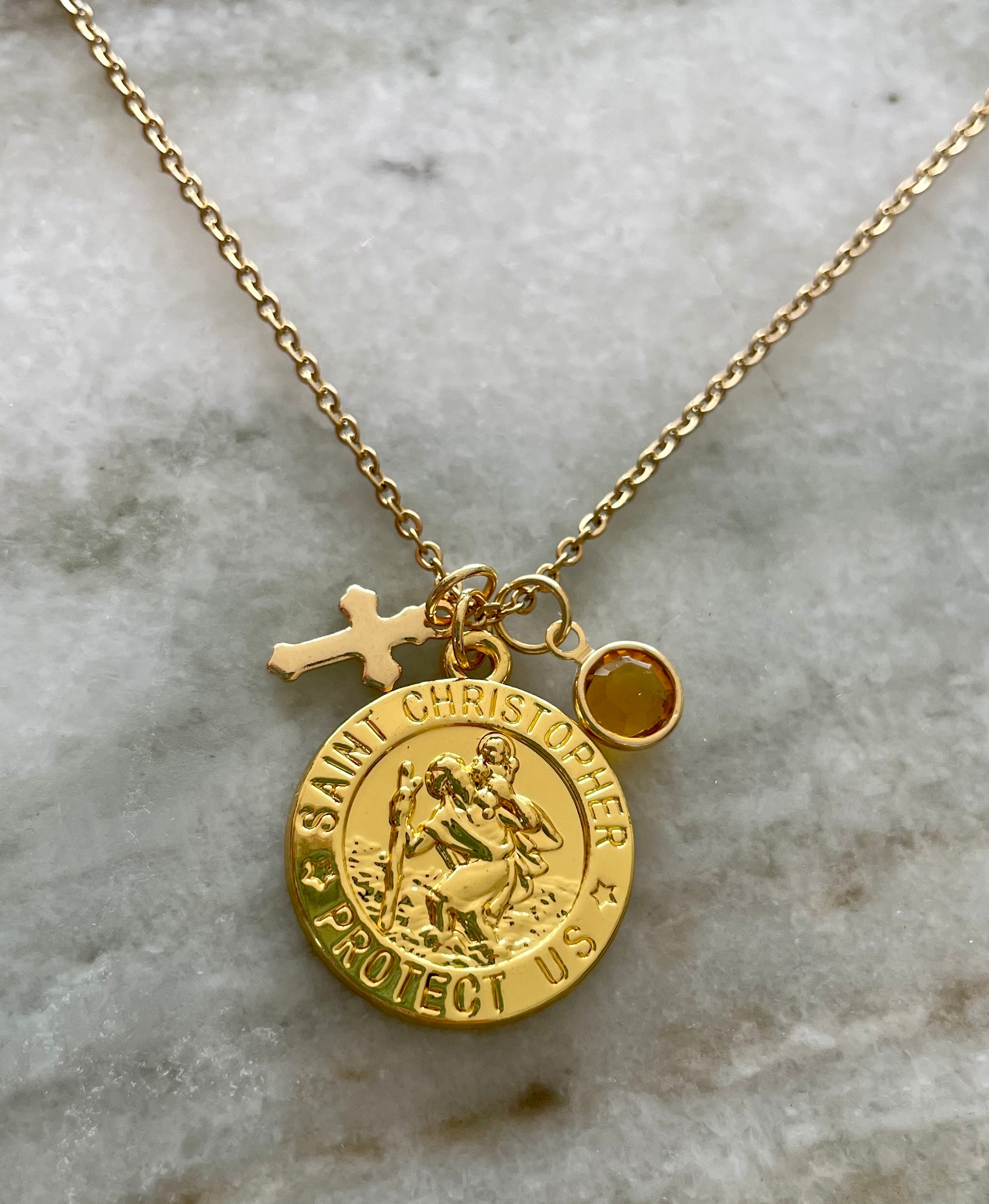 Gold st christopher necklace womens new arrivals