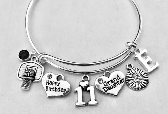 Girl's 11th Birthday Charm Bracelet, Personalized Gift, 11 Year Old