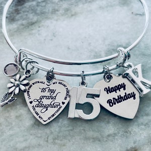 15th Birthday Gift for Girl, Charm Bracelet for 15 Year Old Girl