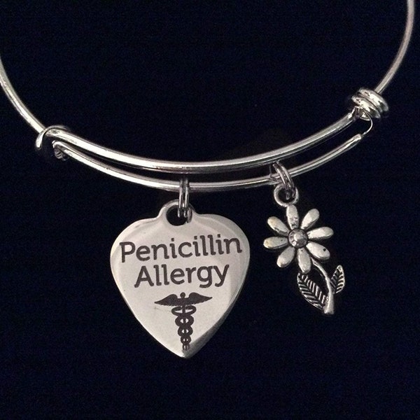 Women's Penicillin Allergy Medical Alert Bracelet Expandable Charm Bracelet One Size Fits All Gift