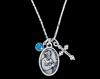 Saint Philip Neri Necklace Patron Saint Of Friendship Laughter and Joy Confirmation Gift for Boys Personalized Gift St. Philip Neri