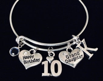 Personalized Birthday Gift for 10 year old Girl Granddaughter Birthday Gift Adjustable Expandable Girls Charm Bracelet Kid's Charm Bracelet