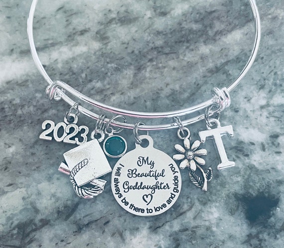 Goddaughter Graduation Gift Personalized Gift for God Daughter Expandable Charm Bracelet I will Always Be There to Love and Guide You