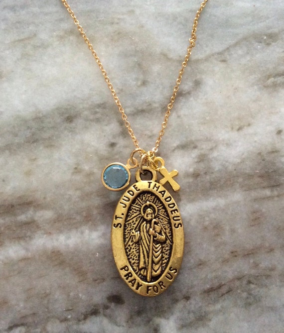 Saint Jude Pendant Chain Necklace, Pray for Us Pendant, Mens Chains, Circle  Necklaces, God Chain Pendants, Gifts for Men, Womens Necklaces 