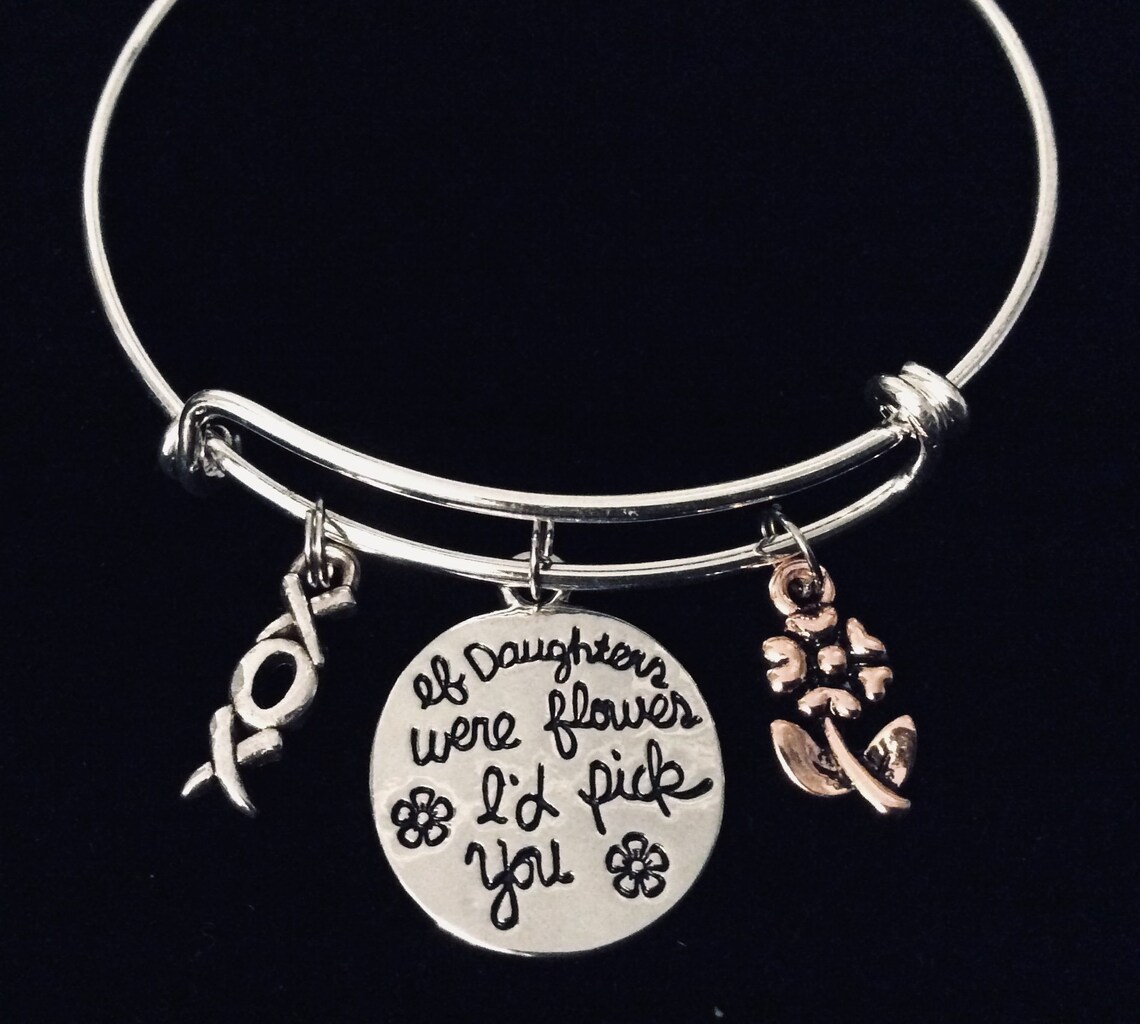 Daughter Charm Bracelet Silver Expandable Charm Bracelet Etsy